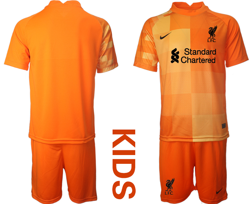 Youth 2021-2022 Club Liverpool orange red goalkeeper blank Soccer Jersey